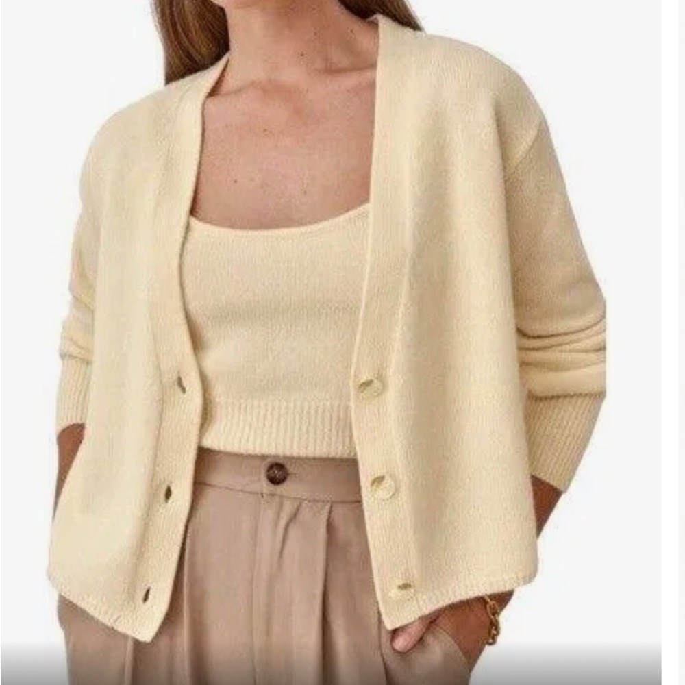 Reformation Varenne Matching Cardigan and Tank Set, 100% cashmere